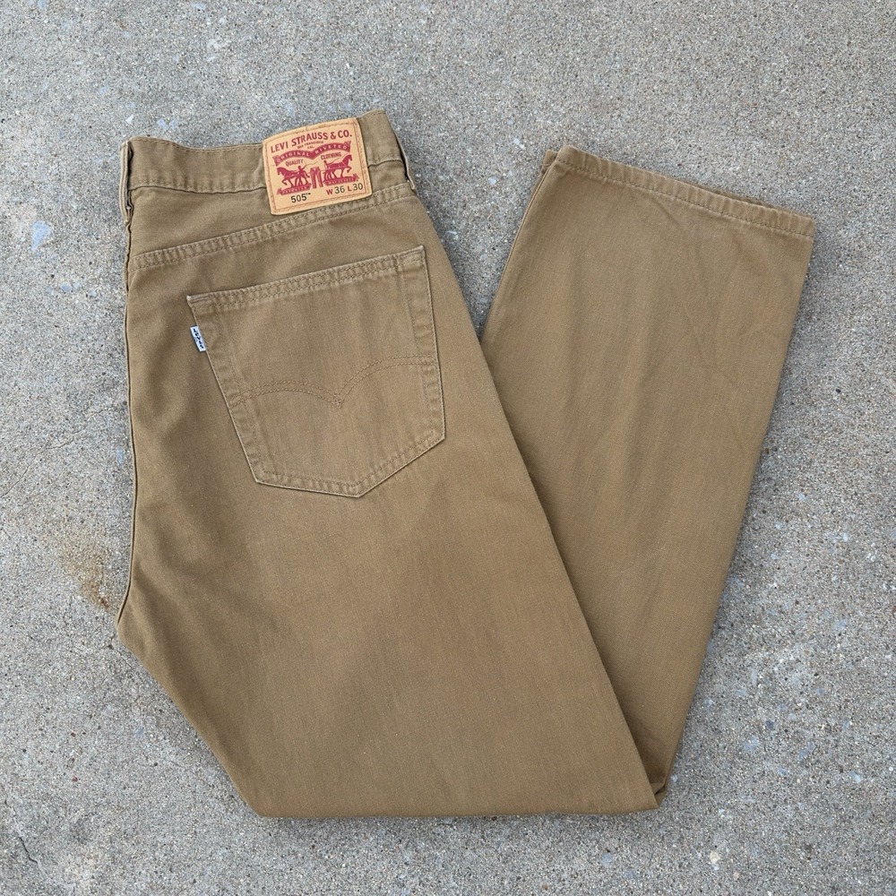 Levi's 505 Men's 36x30 Light Brown Straight Leg Jeans Regular Fit Caraway Twill